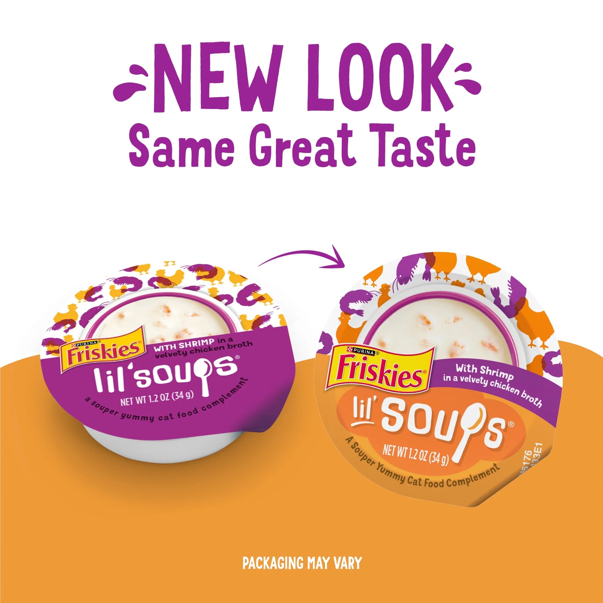 Purina  Grain-Free Lickable Cat Food Toppers Lil’ Soups with Shrimp in Velvety Chicken Broth, 1.2 Oz Cups (8 Pack)