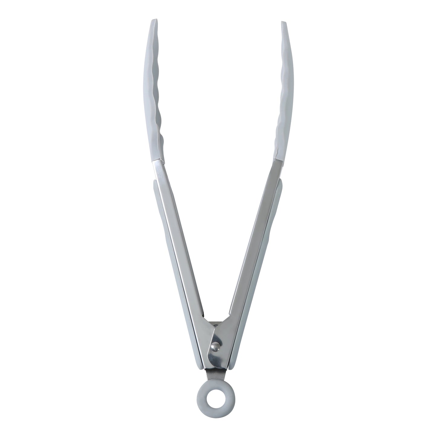 9" Stainless Steel and Silicone Locking Tongs, Soft Grip Handle, Grey Flannel