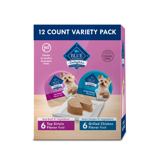 Delights Natural Wet Dog Food Variety Pack for Small Breeds, 3.5-Ounce Cups, 12 Count
