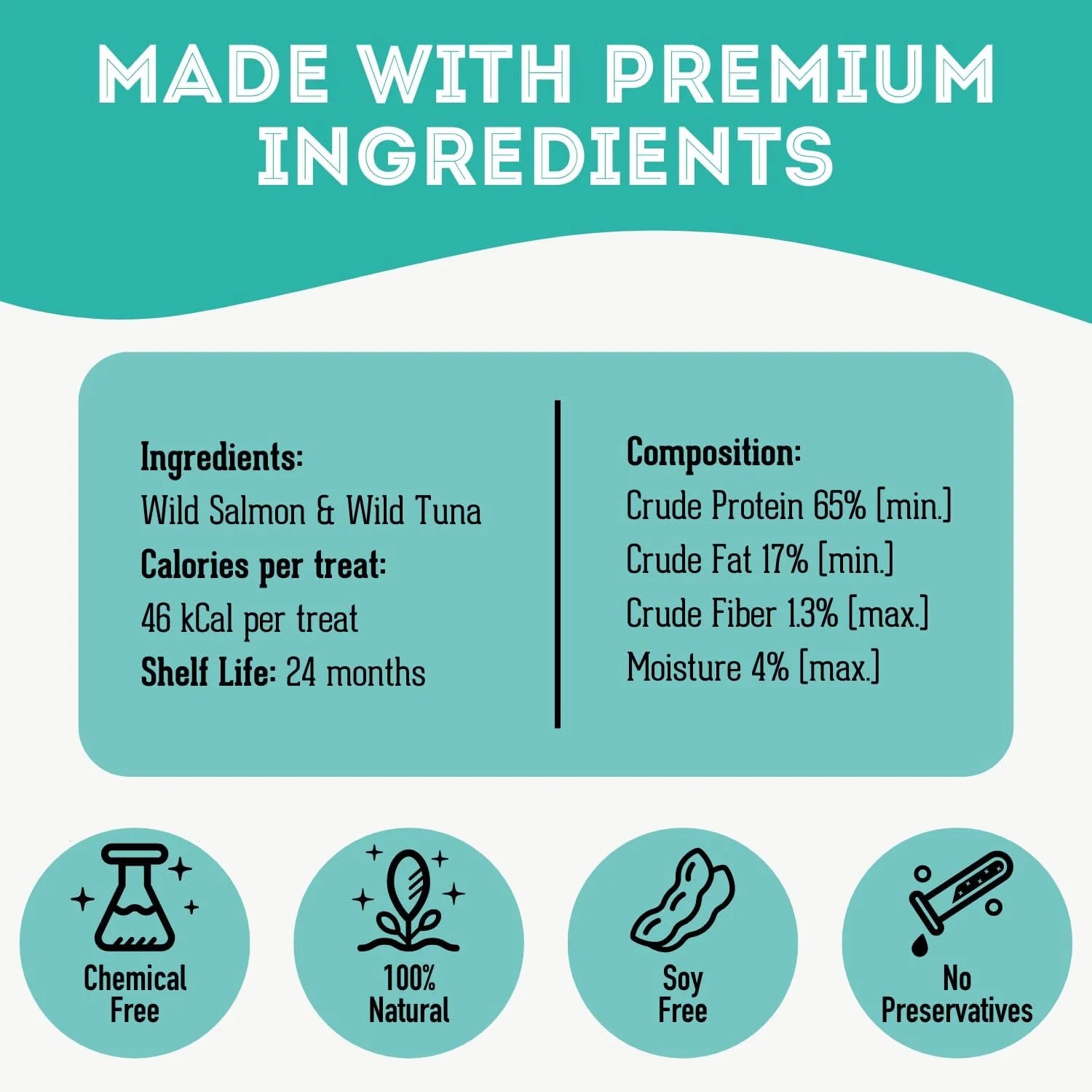 Dehydrated Wild Salmon & Tuna Protein Treats for Dogs and Cats (90g, 1 Pack)