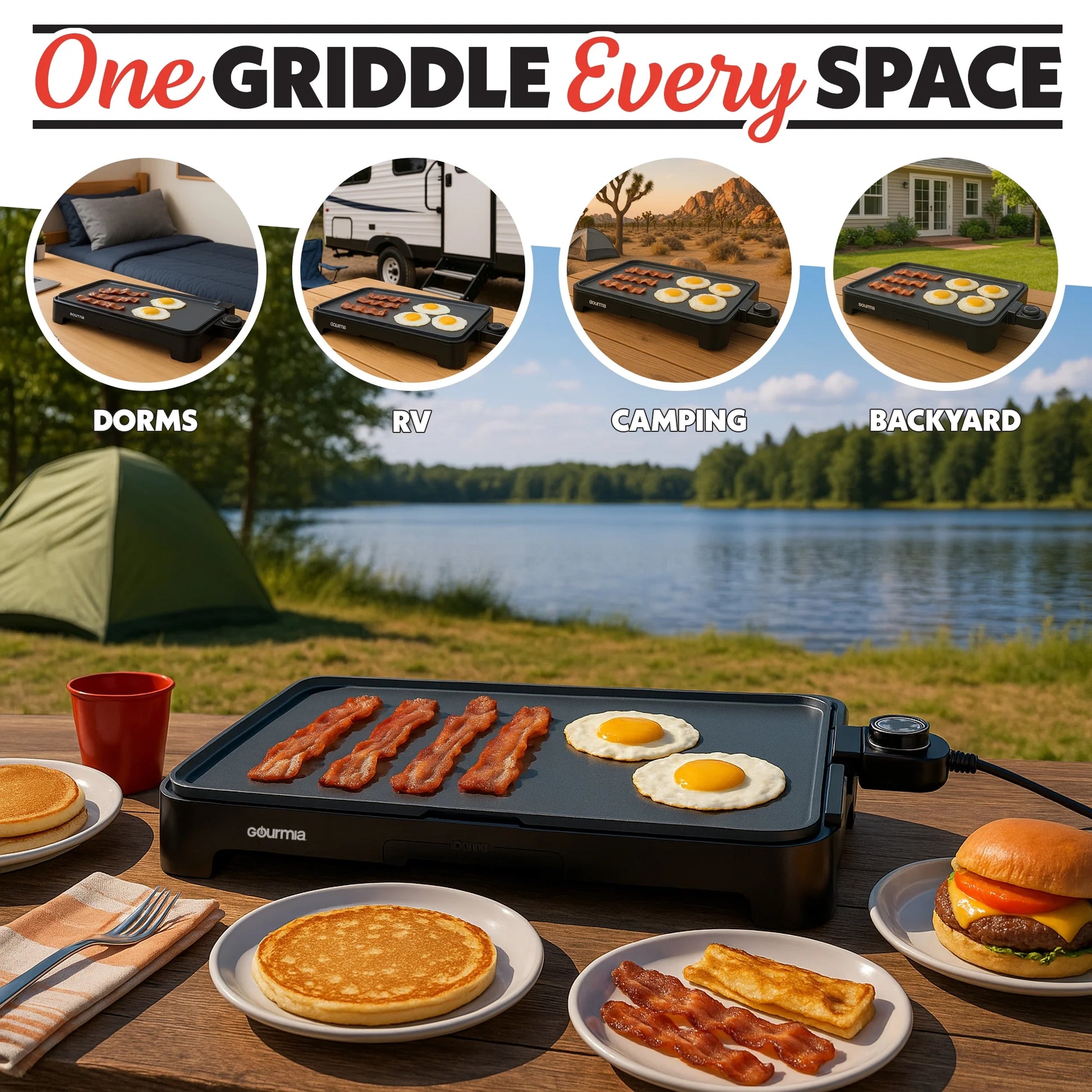 22 Inch Ceramic Nonstick Electric Griddle with Adjustable Temperature, Gray