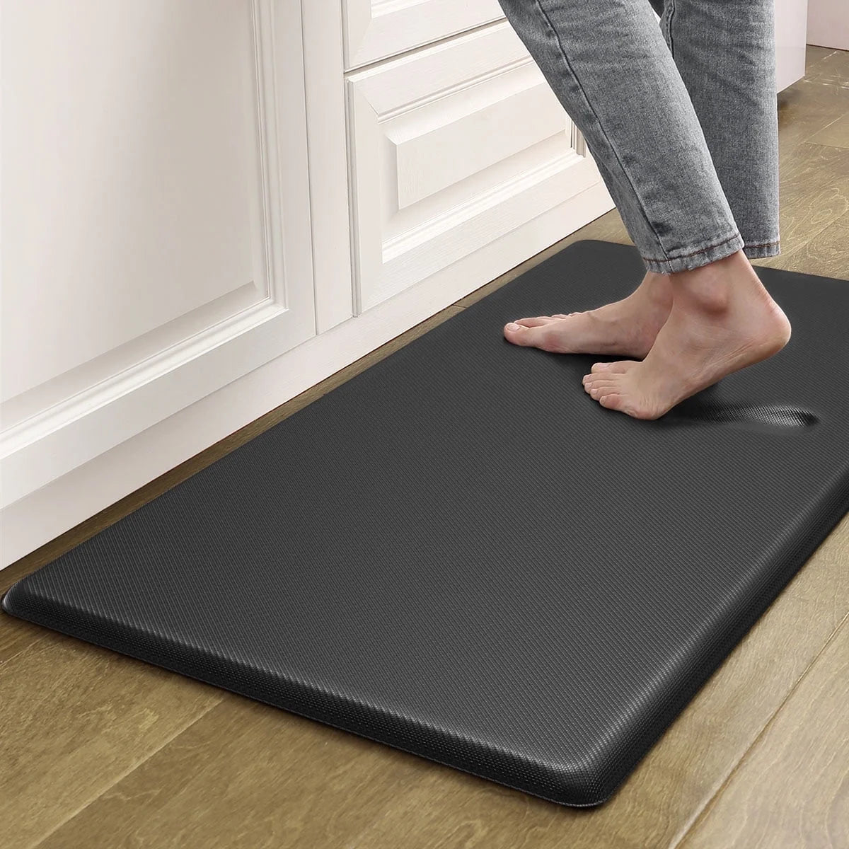 0.75" Thick anti Fatigue Mats for Kitchen, 17X28" Memory Foam Kitchen Mats Non Slip, Comfort Standing Mat Cushioned Floor Mat, Black
