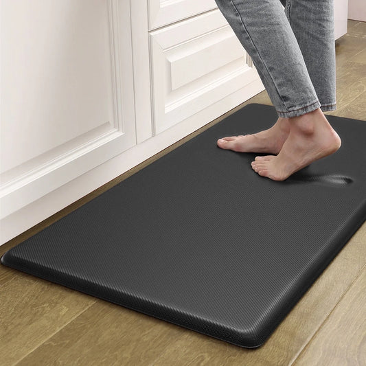 0.75" Thick anti Fatigue Mats for Kitchen, 17X28" Memory Foam Kitchen Mats Non Slip, Comfort Standing Mat Cushioned Floor Mat, Black