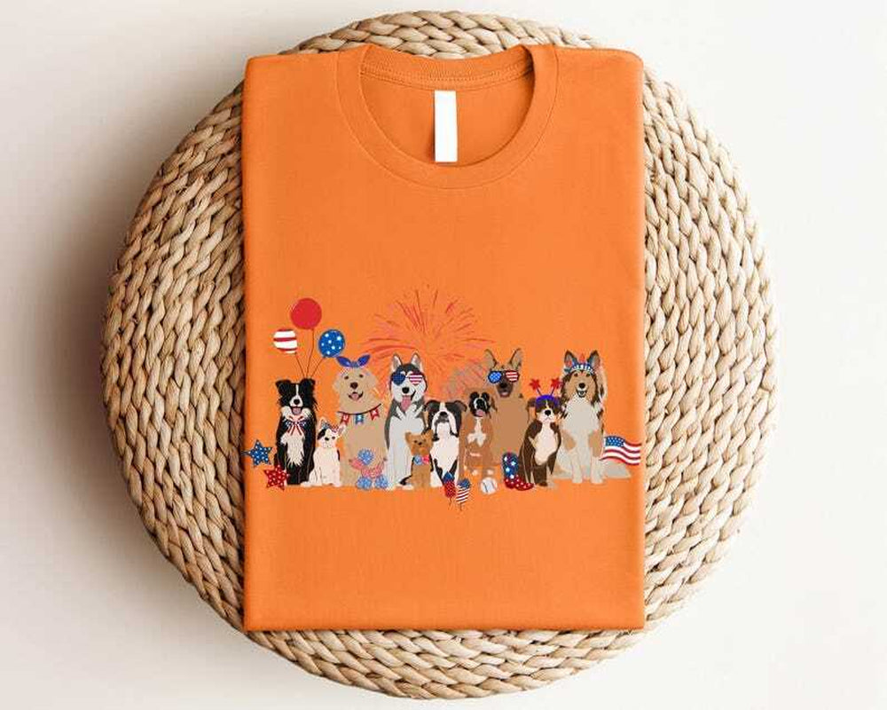 4Th of July Dogs Tee,Usa Dogs, America, Patriotic Dog,Cute Tees, Dog Mom,Dog Dad