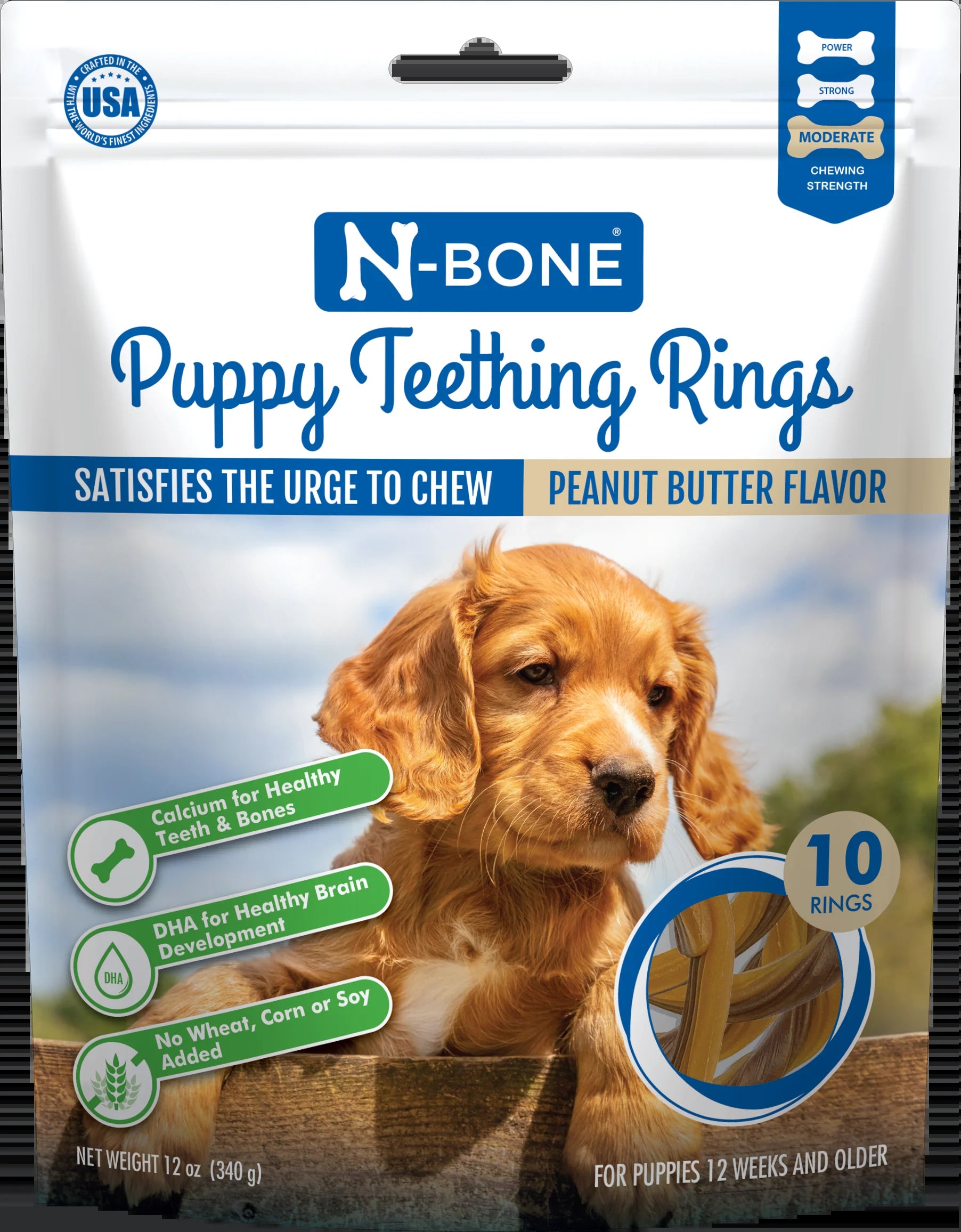 ® Puppy Teething Rings - Peanut Butter Flavor, 10 Treats, 12 oz, Dried Chew Treats for Dogs