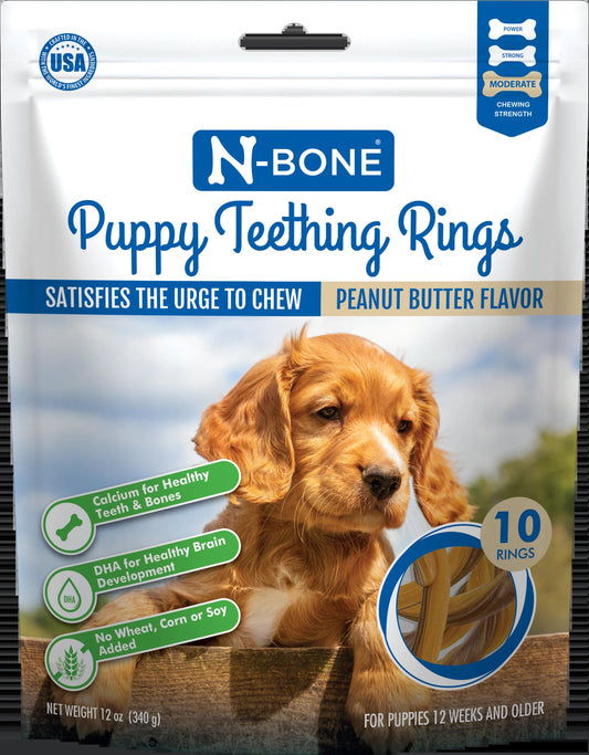 ® Puppy Teething Rings - Peanut Butter Flavor, 10 Treats, 12 oz, Dried Chew Treats for Dogs