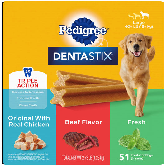 Dentastix Large Breed Variety Pack, Original Beef Flavor, 2.73 lbs