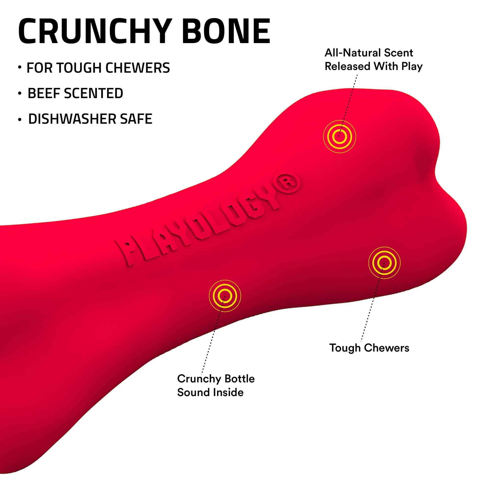 Crunchy Bone Dog Toy for Large Breeds with Beef Scent