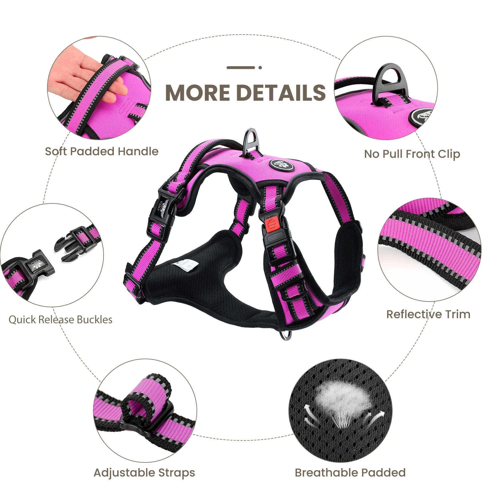 FURRYFECTION Reflective No-Pull Dog Vest Harness with Easy Control Handle