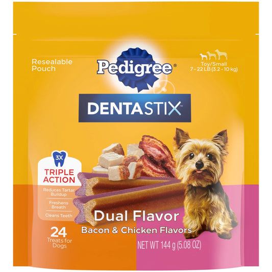 Dentastix Bacon & Chicken Dual Flavor Dental Treats for Small Dogs, 5.08 oz Pack