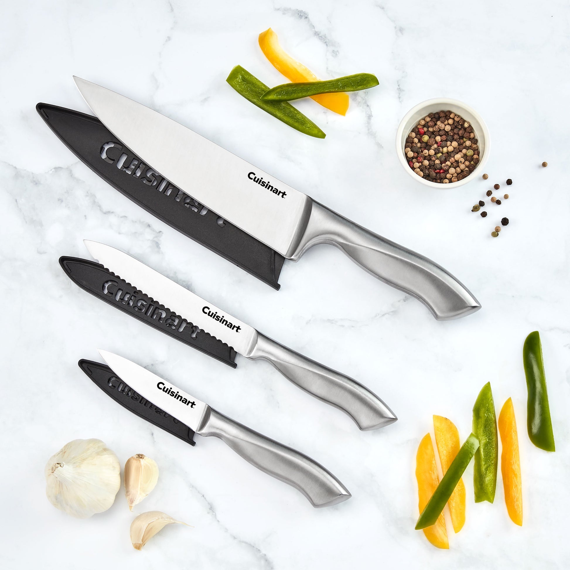 Classic Stainless Steel 3-Piece Knife Set with Blade Guards