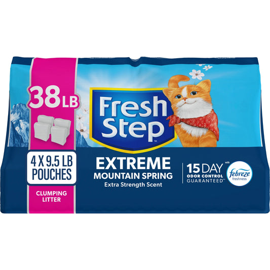 Extreme Scented Clumping Cat Litter with Febreze, Mountain Spring, 38 Lbs
