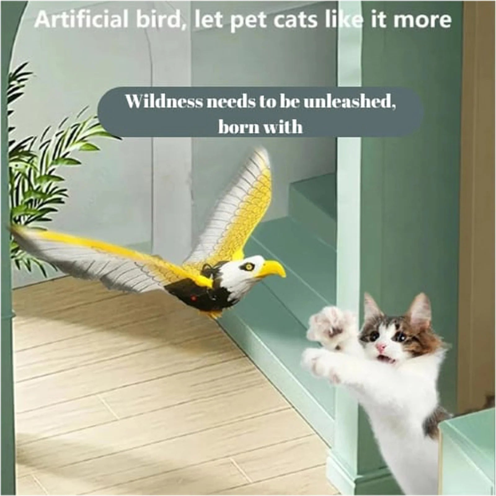 Flying Bird Cat Toy, Automatic Moving Simulation Bird Interactive Cat Toy, Automatic Moving Simulation Bird Interactive Cats Toy for Indoor Cats Clearance