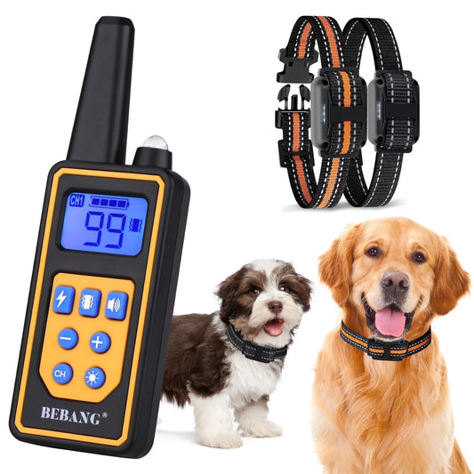 Dog Training Collars for 2 Dogs, Dog Shock Collar with Remote 880Yards, 3 Modes Beep Vibration Shock, Waterproof, LED Light for Training Small Medium Large Dogs