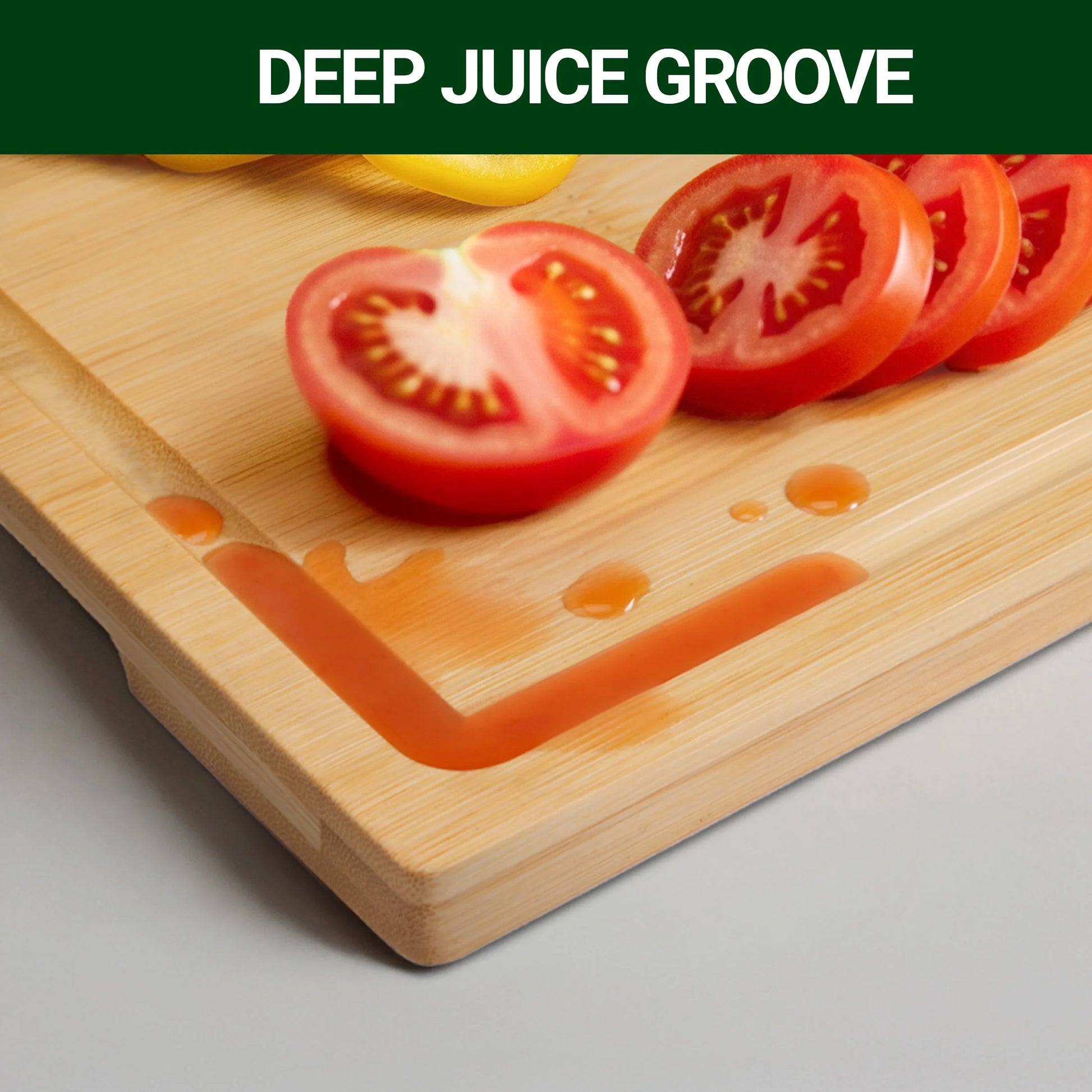 Bamboo Cutting Boards for Kitchen, with Deep Juice Groove and Inner Handle, 17.1" X 11.4"