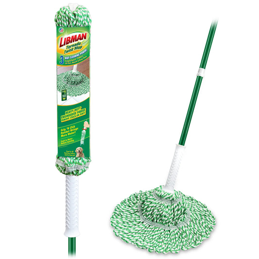 Tornado Twist Mop with Cotton Blend Head Steel Handle Green & White