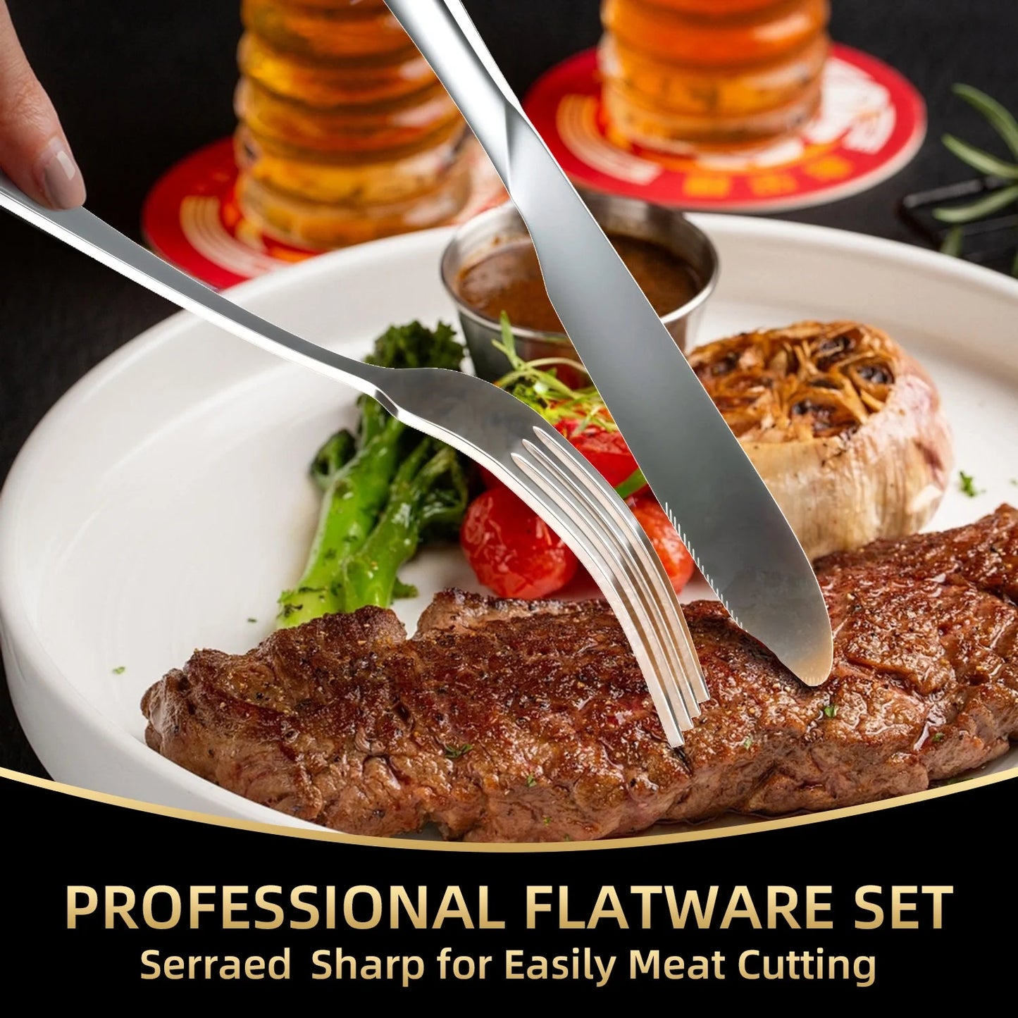 Silverware Sets, 30 PCS Flatware Set for 6, Premium Stainless Steel Cutlery Utensil Set Mirror Polished Forks and Spoons, Dishwasher Safe