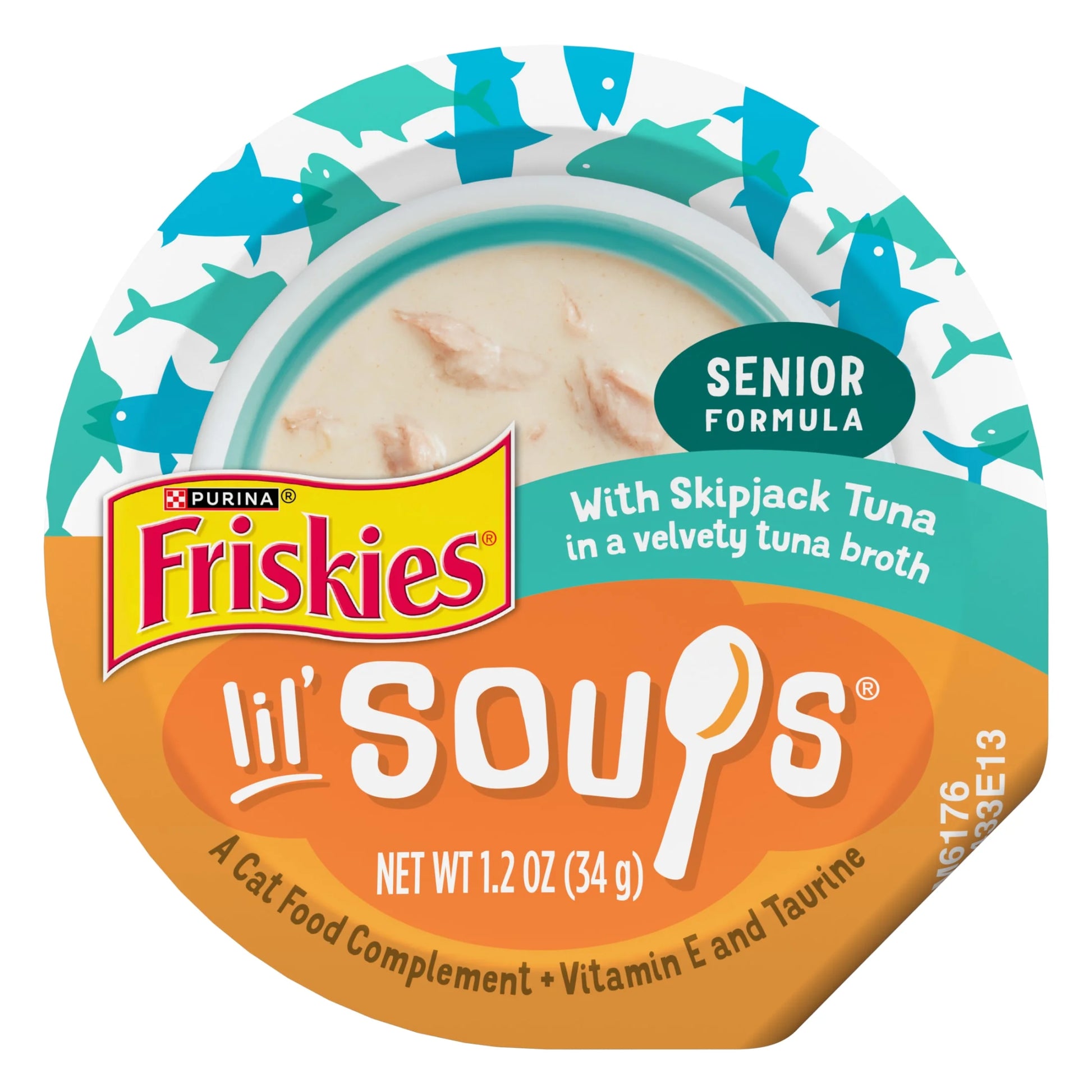 Purina  Natural Grain-Free Senior Cat Food Toppers - Lil’ Soups with Skipjack Tuna in Velvety Broth, 1.2 oz Cup (8 Pack)