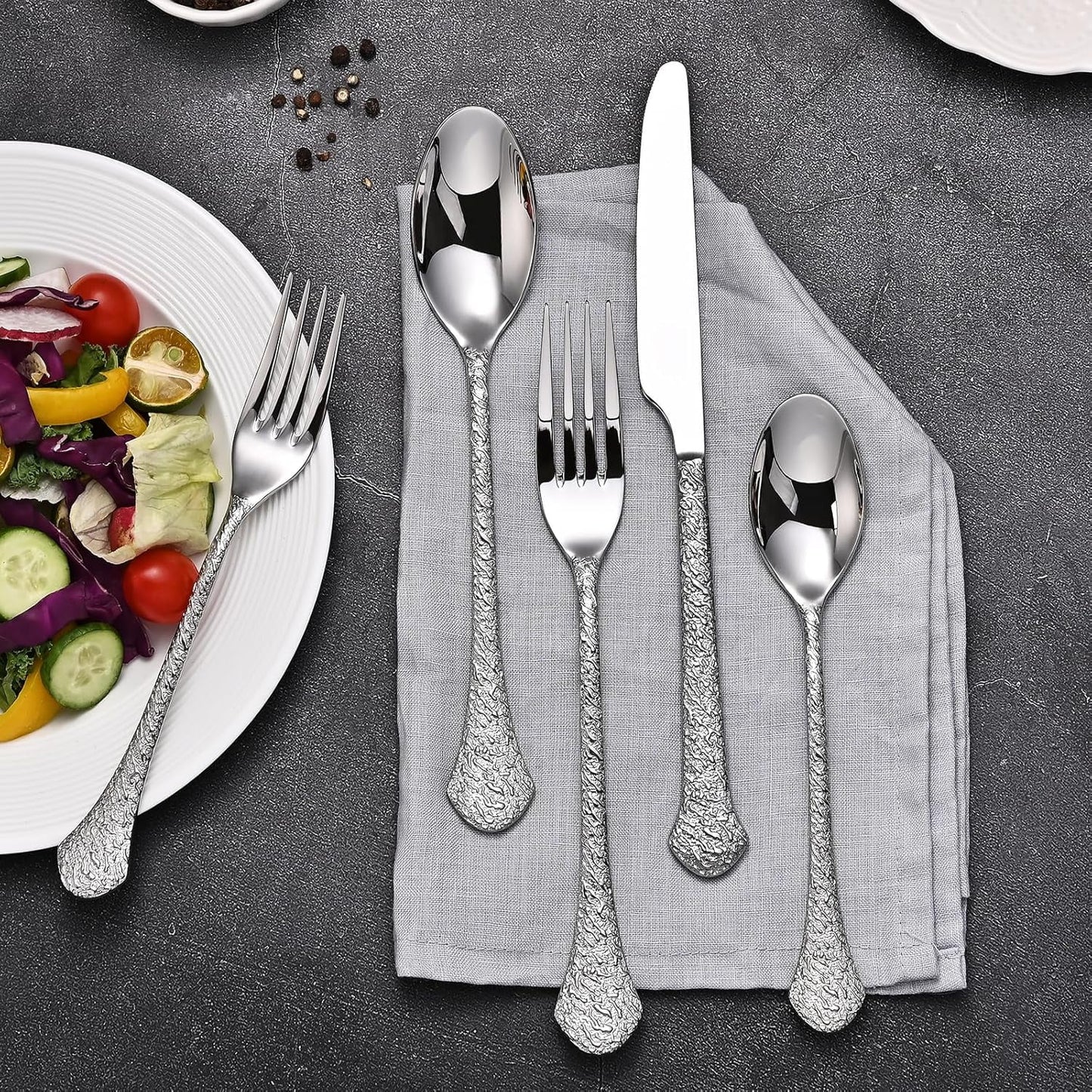 30 Pieces Silverware Set, 18/10 Stainless Steel Modern Flatware, Service for 6