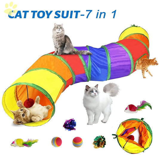 Cat Toys Tunnels Collapsible Pets Cat Jungle Tunnels Kitty Toys Balls