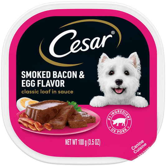 Classic Loaf in Sauce with Smoked Bacon and Egg Wet Dog Food, 3.5 oz Tray