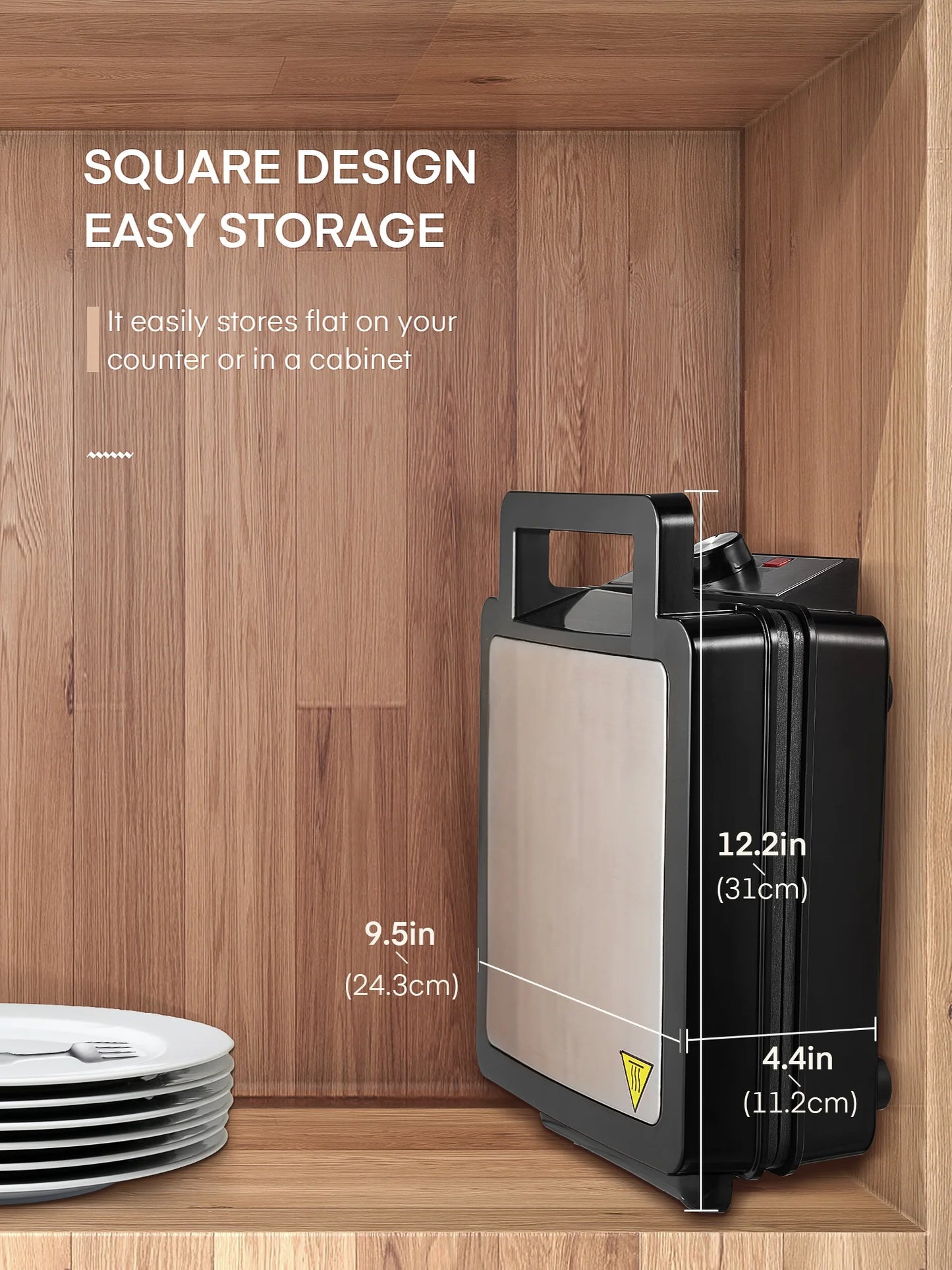 4-Waffle Electric Belgian Waffle Maker, Black Stainless Steel