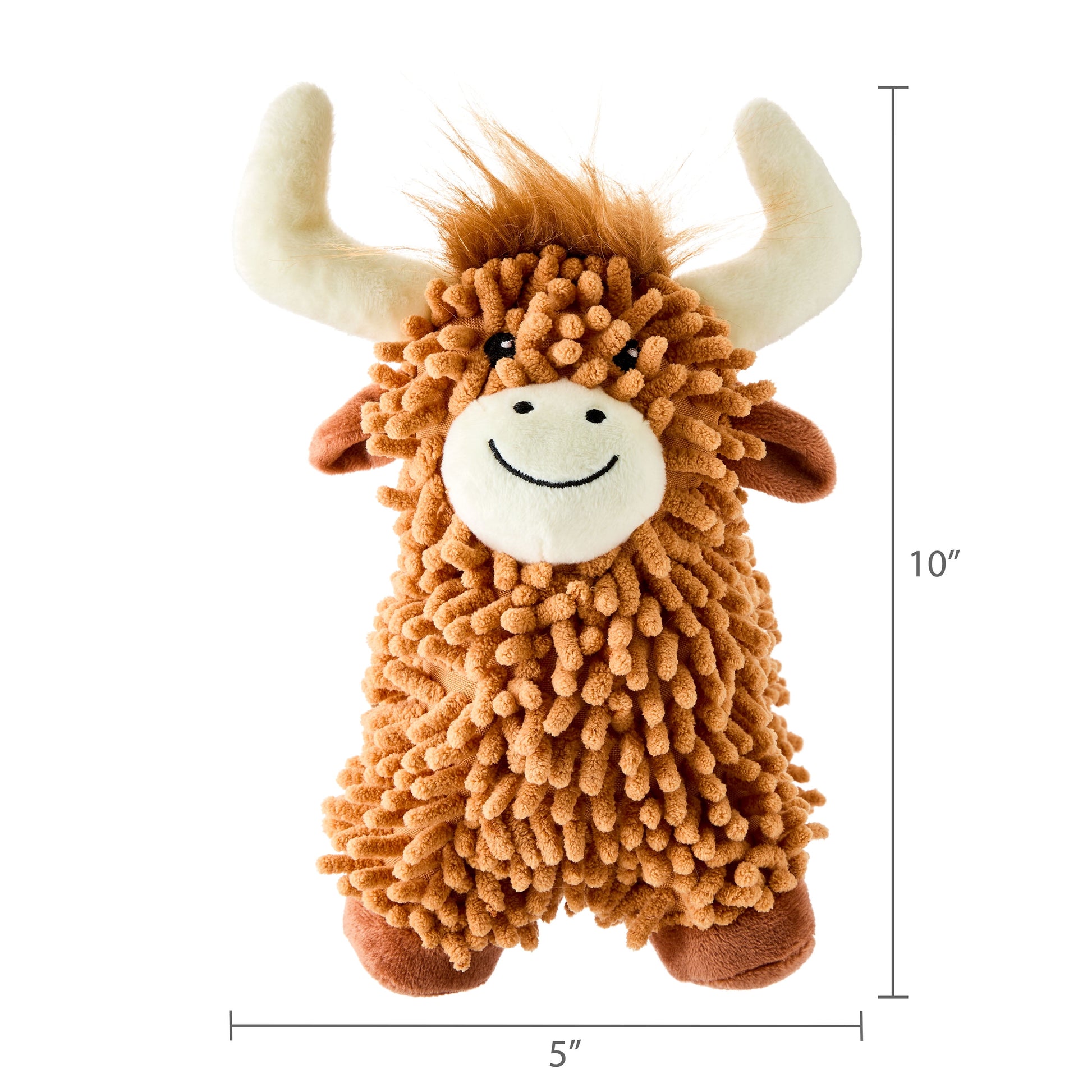 Highland Cow, Floppy Plush Dog Toy, Brown