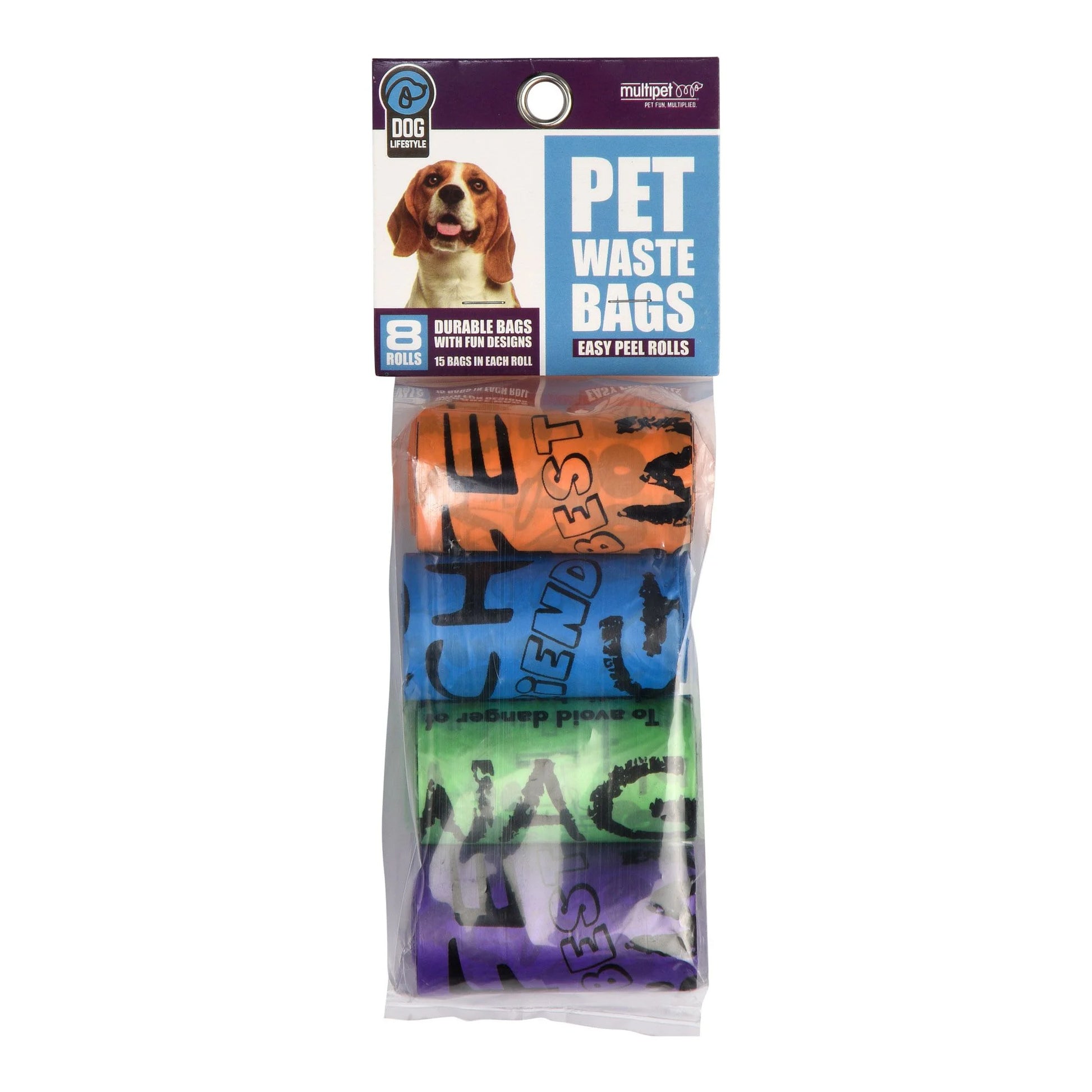 Pet Waste Disposal Bags with Printed Design - Set of 8