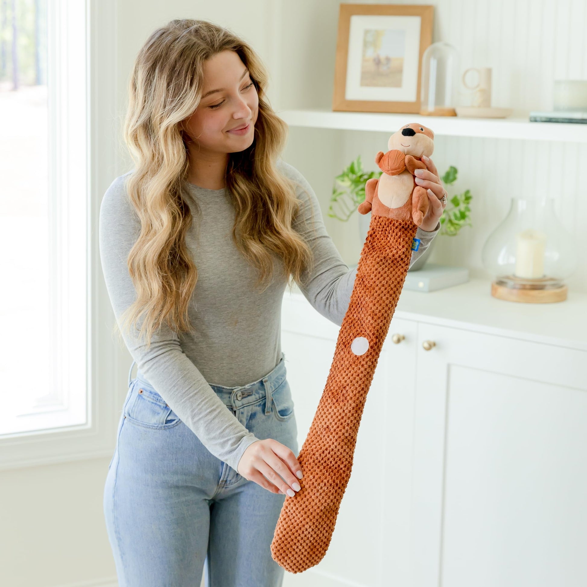 Deluxe Plush Crinkle Dog Toy with Tug-of-War Feature and Squeaker - Durable Enrichment Toy with Snack Pockets for Small, Medium, and Large Dogs