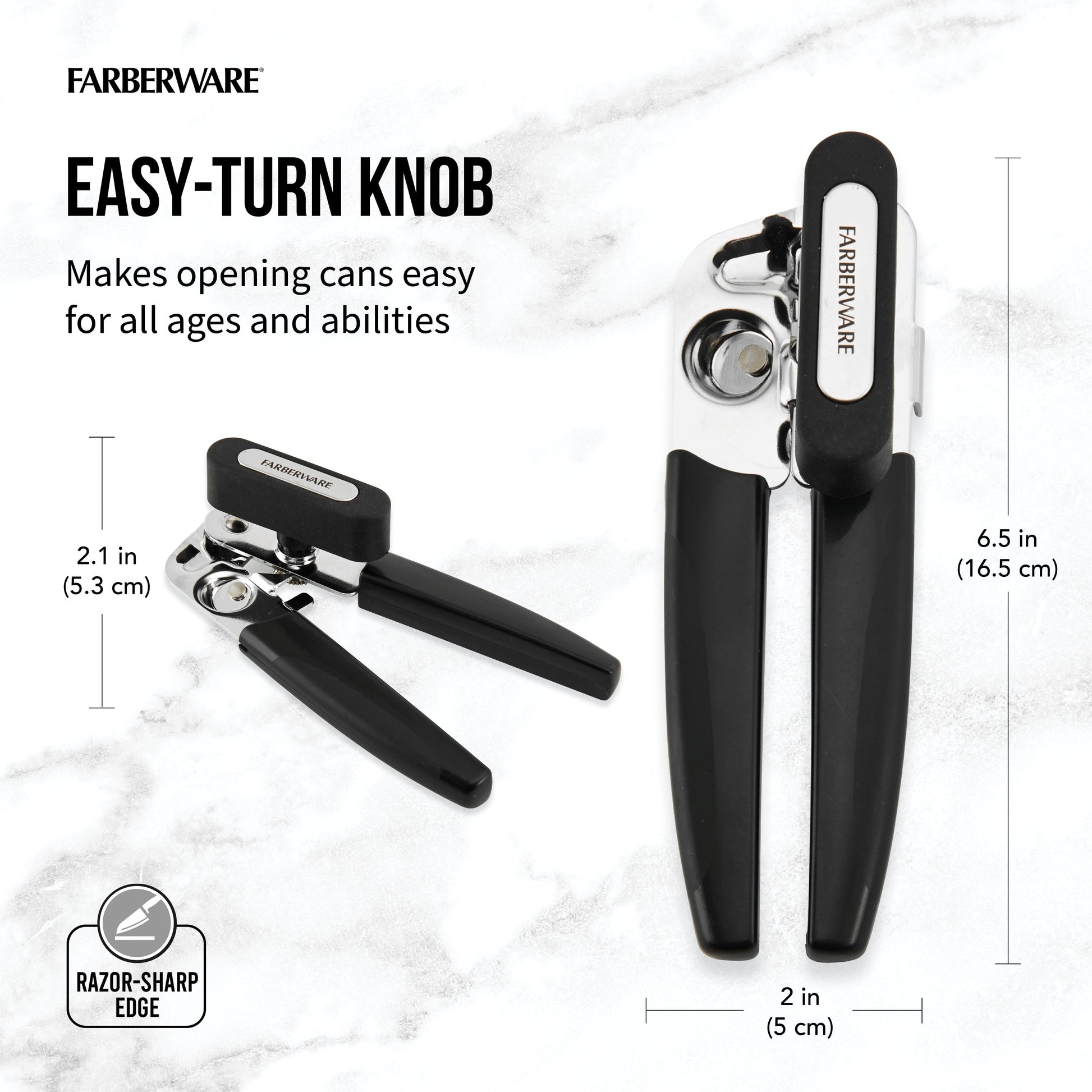 Pro Stainless Steel Portable Can Opener with Black Handle