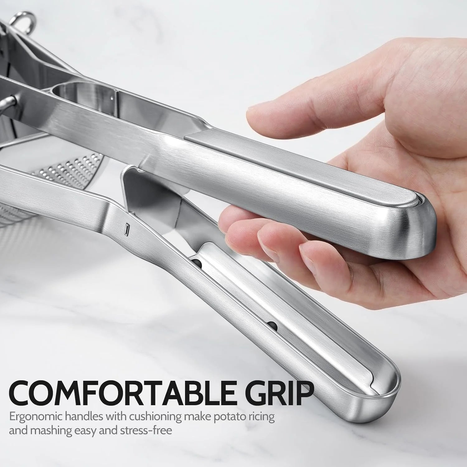 Potato Ricer, Stainless Steel Non-Slip Grip Potato Masher for Commercial and Home Use 11.5" X 3.2" X 4"