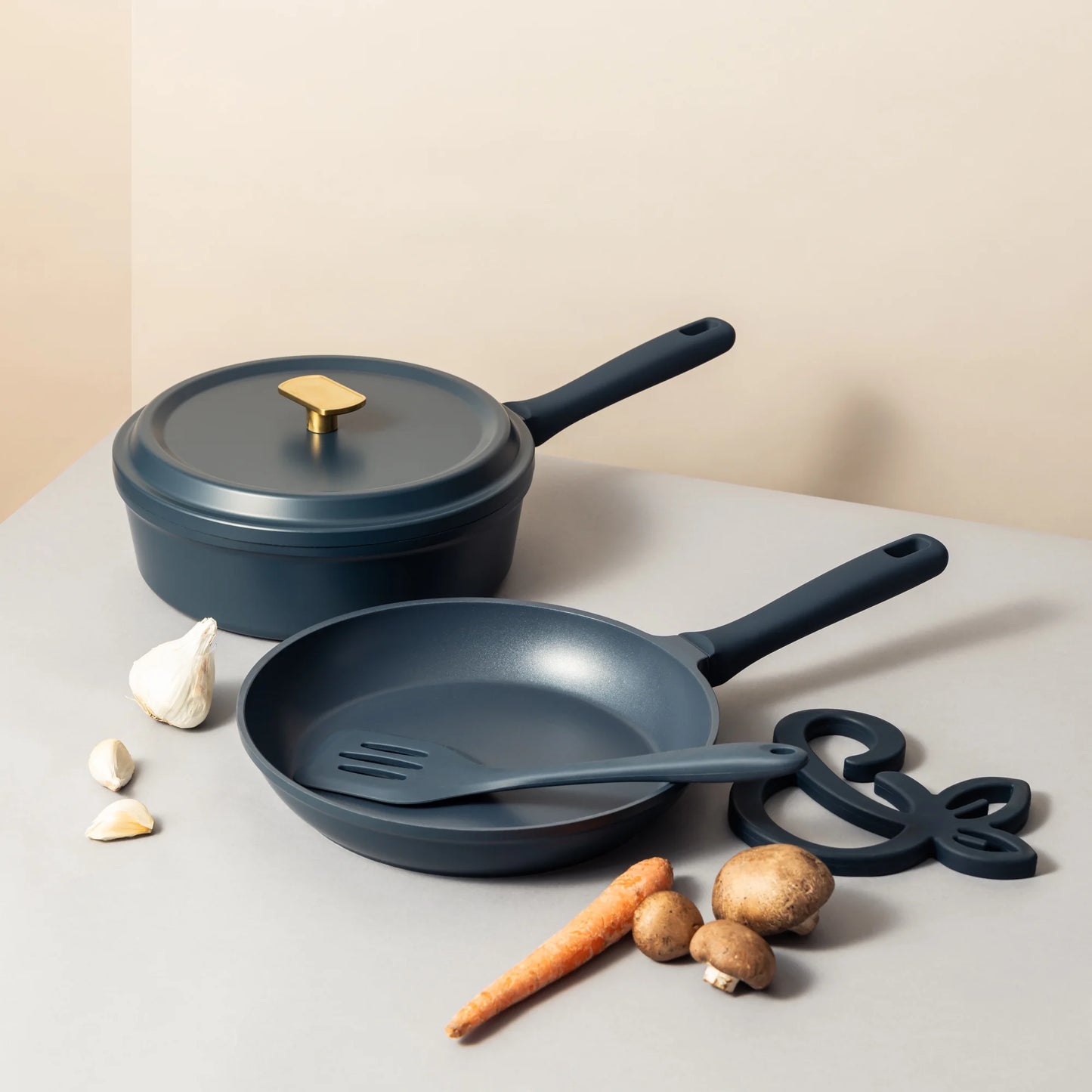 18-Piece Non-Stick Diecast Cookware & Silicone Utensil Set, Pots and Pans Set - Atlantic Blue