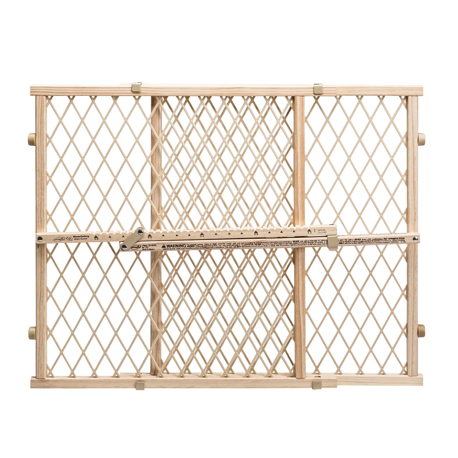 Adjustable Wood Baby Gate - Position & Lock Design, Natural Finish, Fits Openings 26 to 42 Inches Wide