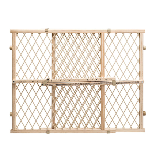 Adjustable Wood Baby Gate - Position & Lock Design, Natural Finish, Fits Openings 26 to 42 Inches Wide