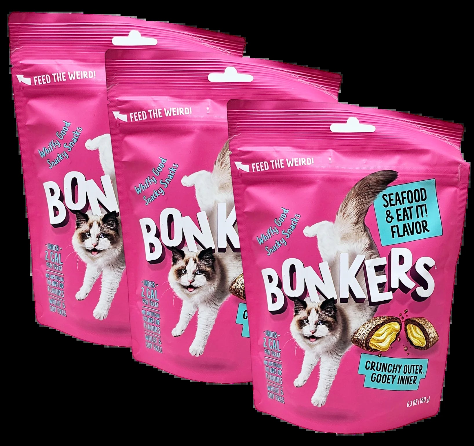 Seafood Flavor Crunchy Cat Treats, 6.3 oz (Pack of 3)