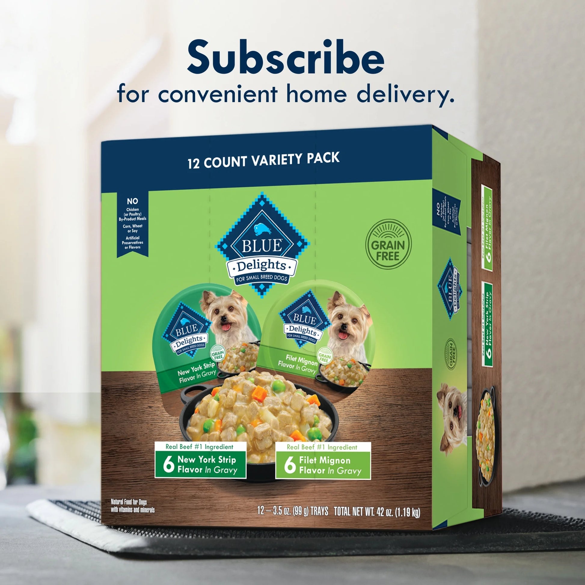 Delights Small Breed Wet Dog Food Variety Pack - Filet Mignon & New York Strip Flavors