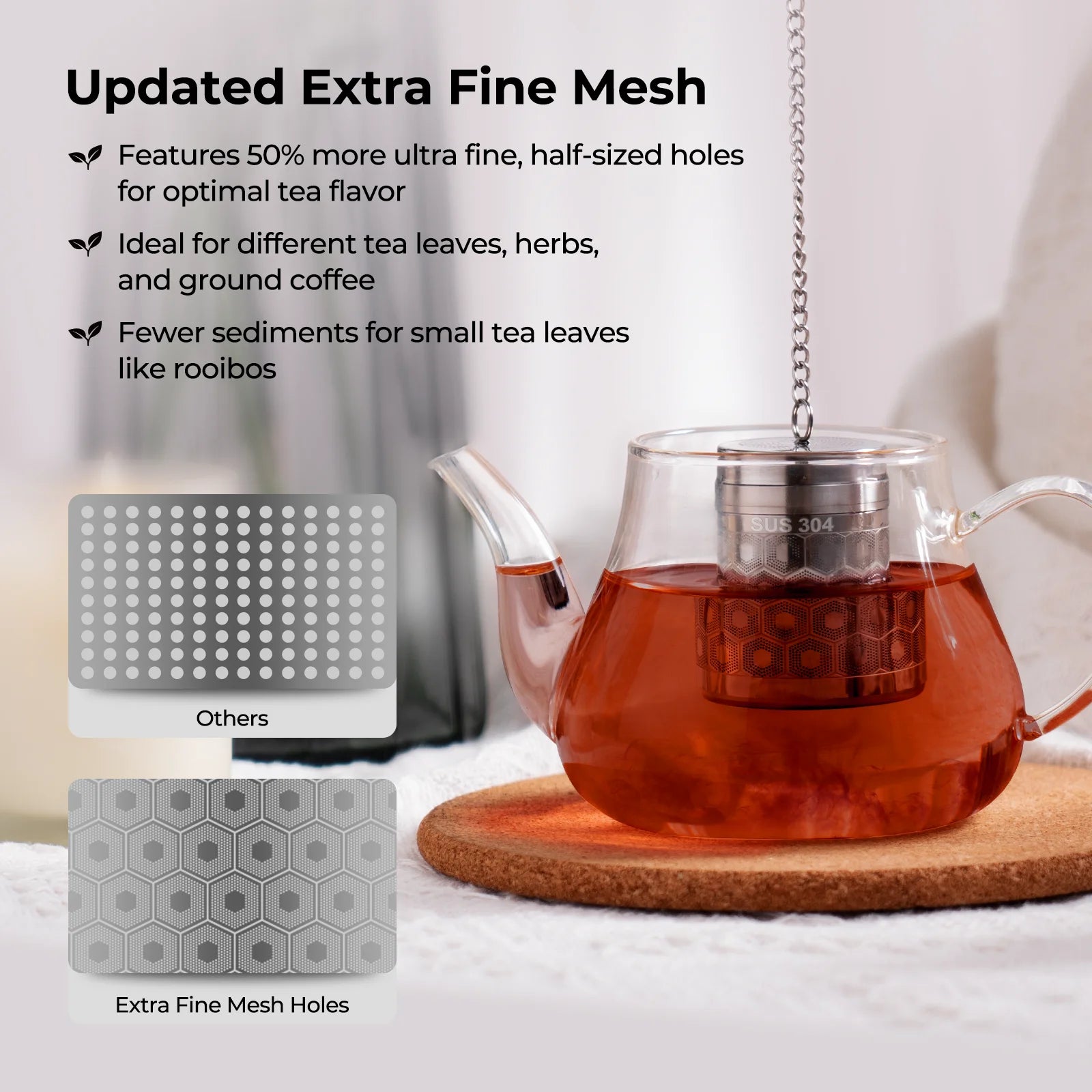 304 Stainless Steel Tea Strainers for Loose Tea Extra Fine Mesh Tea Infuser