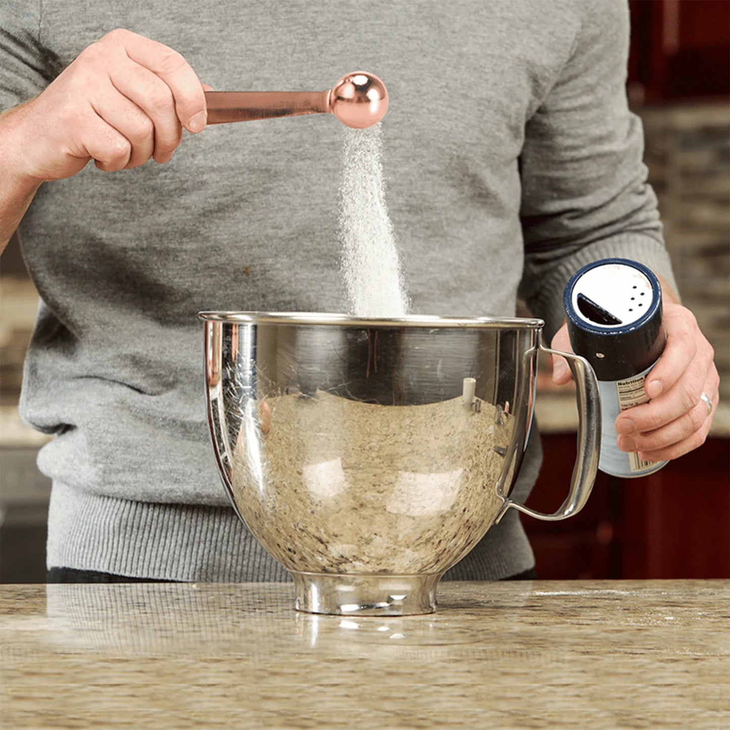 6 Pcs Measuring Cups and Spoons Set,Space-Saving Kitchen Utensil with Stainless Steel Handles,Clear and Precise Measurements with Dual-Scale Handles Measuring Spoons Set,Rose Gold