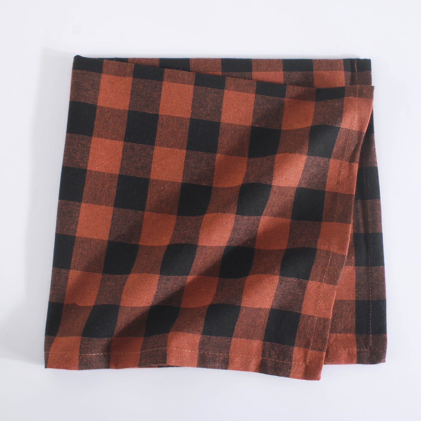 Dinner Cloth Napkins, Everyday Use, Soft and Well Absorbent Cotton Buffalo Plaid Table Napkins, 12 Pack, 20X20 Rust and Black