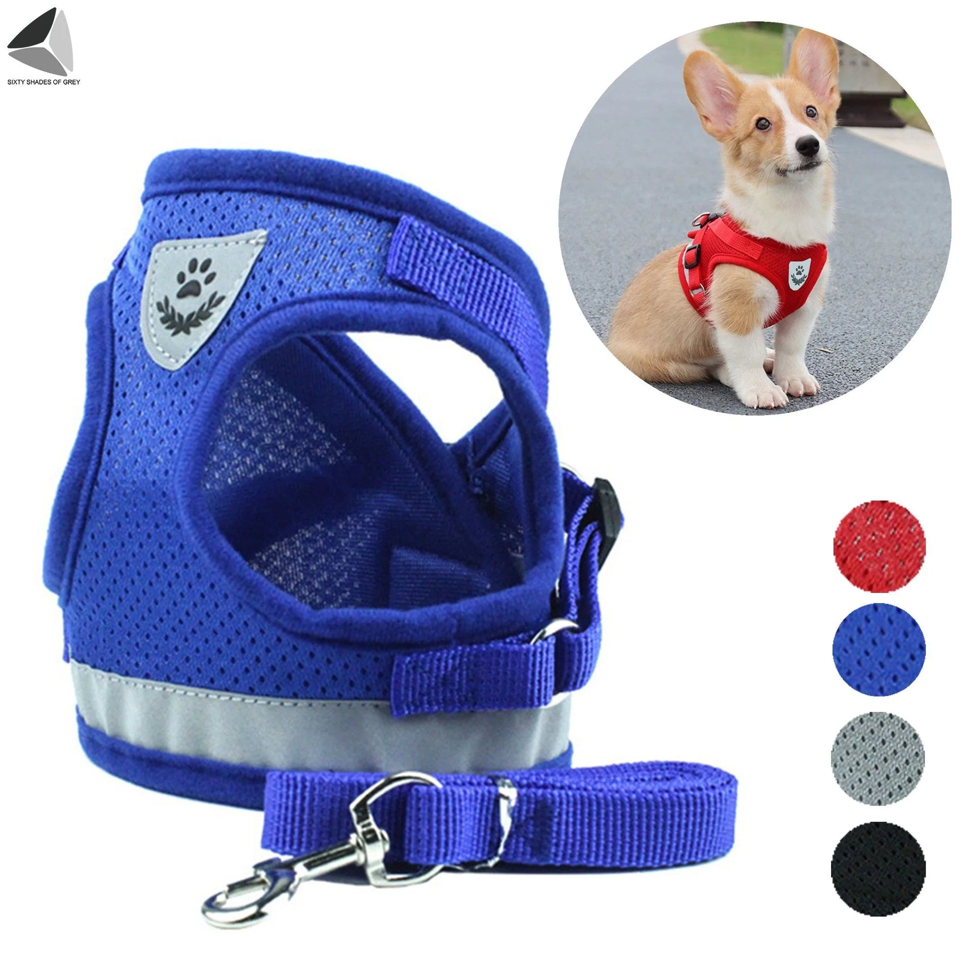 Adjustable Step-In Air Dog Harness Vest with No Pull and No Choke Design, Reflective Features for Small Dogs and Cats (XS, Blue)