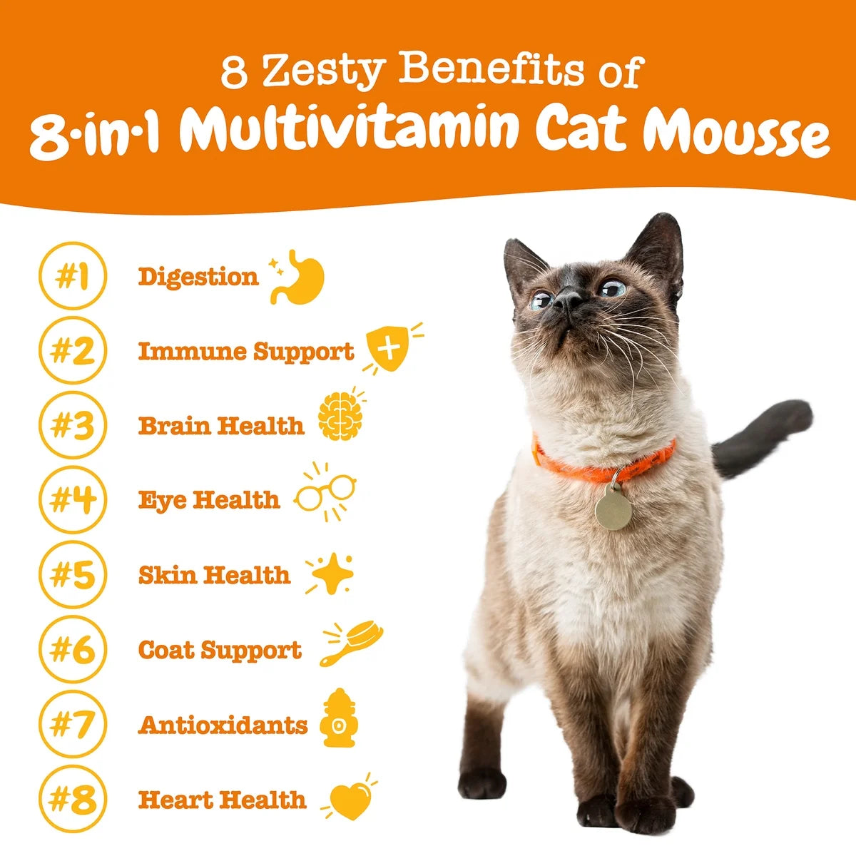8-In-1 Multivitamin Cat Mousse, for Overall Wellbeing, 3Oz Tube