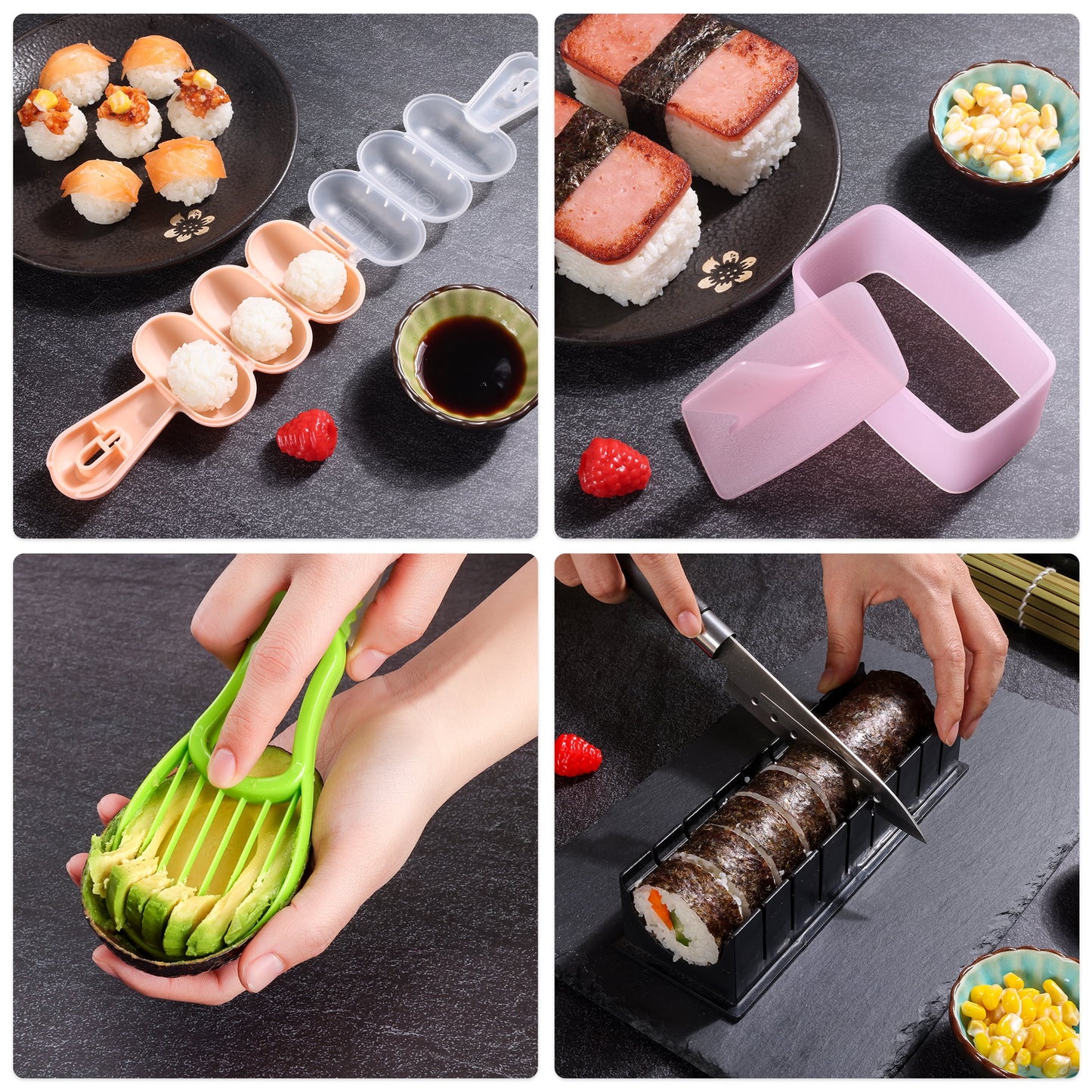 27 Pcs Sushi Making Kit with Bamboo Rolling Kit Sushi Bazooka Maker, Dishwasher Safe