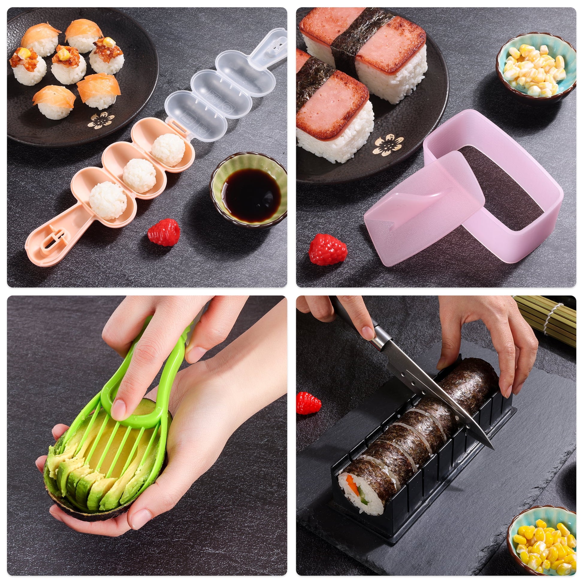27 Pcs Sushi Making Kit with Bamboo Rolling Kit Sushi Bazooka Maker, Dishwasher Safe