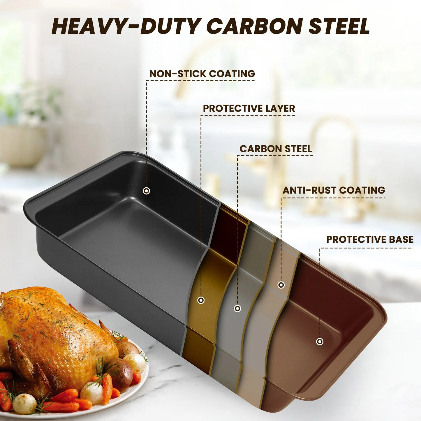 Bakeware Set, 22 Pcs Carbon Steel Non-Stick Baking Pan Set, Baking Sheet for Kitchen, Muffin Pan & Cookie Sheet & Cake Pan, Oven Safe up to 446℉