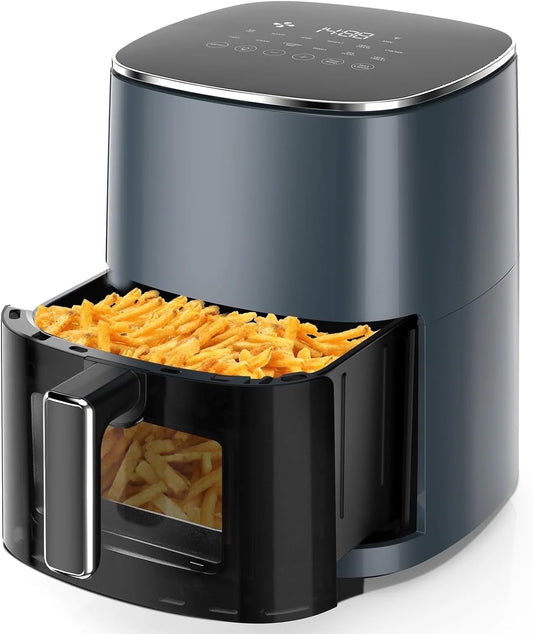 Air Fryer, 6-Quart Smart Air Fryer, 12-In-1 Functions - Air Fry, Roast, Reheat, Dehydrate, Bake, Steam, and More, 400°F Max Temperature, Grey