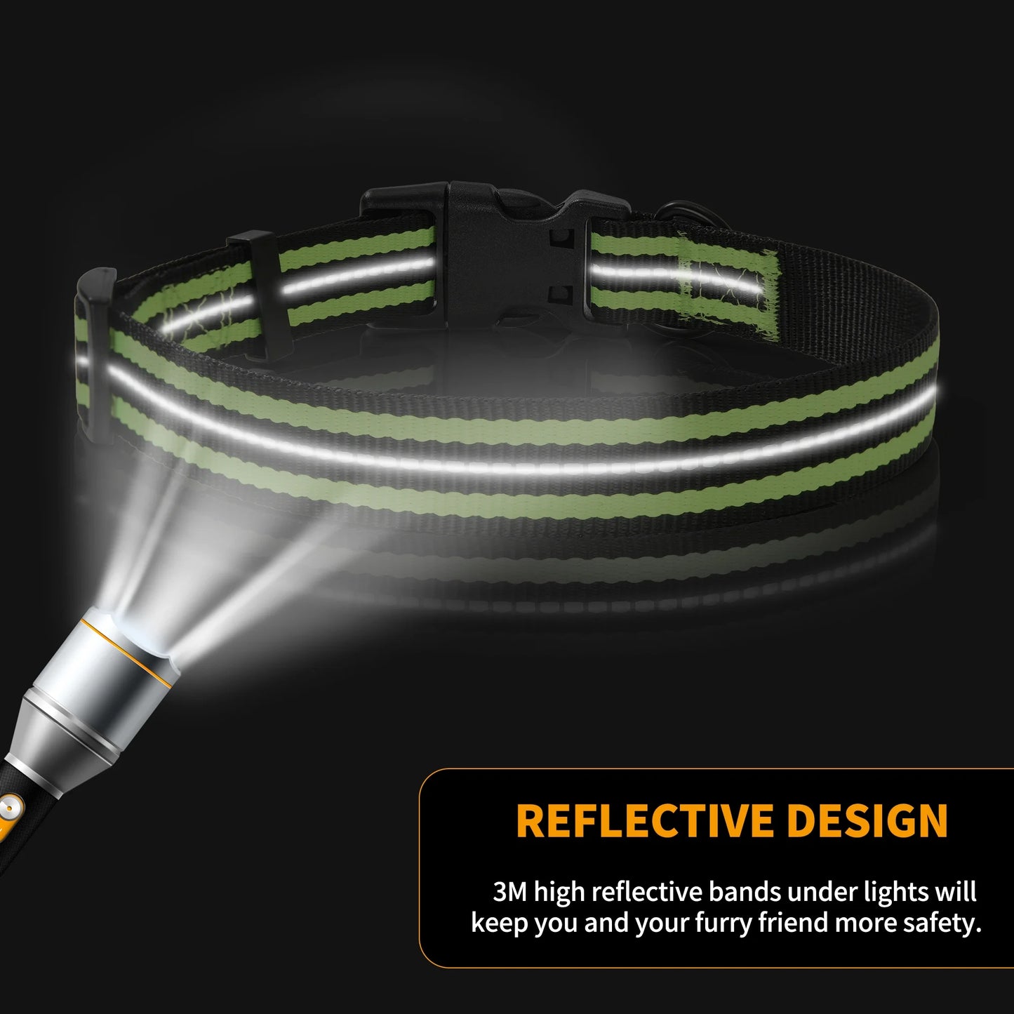 Reflective Dog Collar | Nylon Pet Collars Wiith Buckle | Light Weight Puppy Collars | Lime Green Dog Collars for Medium Dogs Lime Green