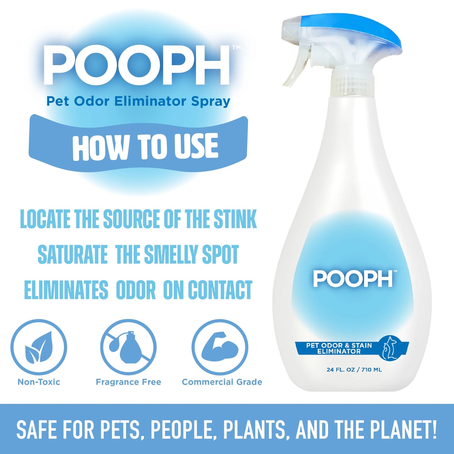 Pet Odor Eliminator Spray, 24 oz, Unscented, Non-Toxic Formula