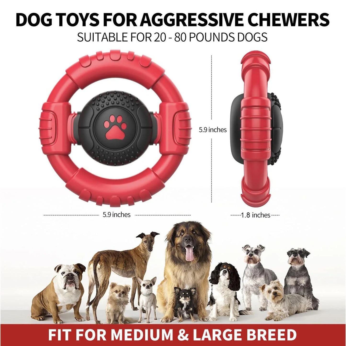 Deluxe Indestructible Dog Chew Toys for Aggressive Chewers - Extra Durable Squeaky Toys for Medium and Large Breeds to Keep Dogs Engaged