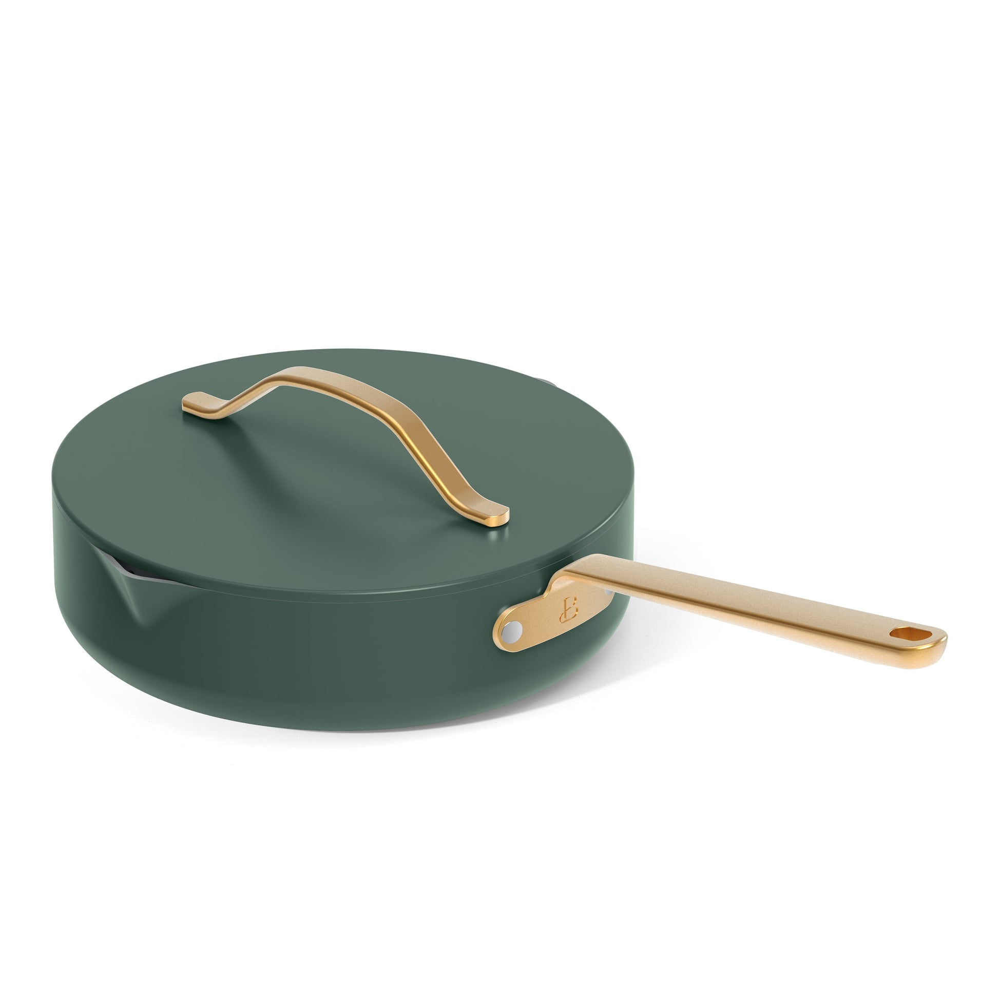 12Pc Ceramic Non-Stick Cookware Set, Pots and Pans with Strainer Lids, Thyme Green by Drew Barrymore