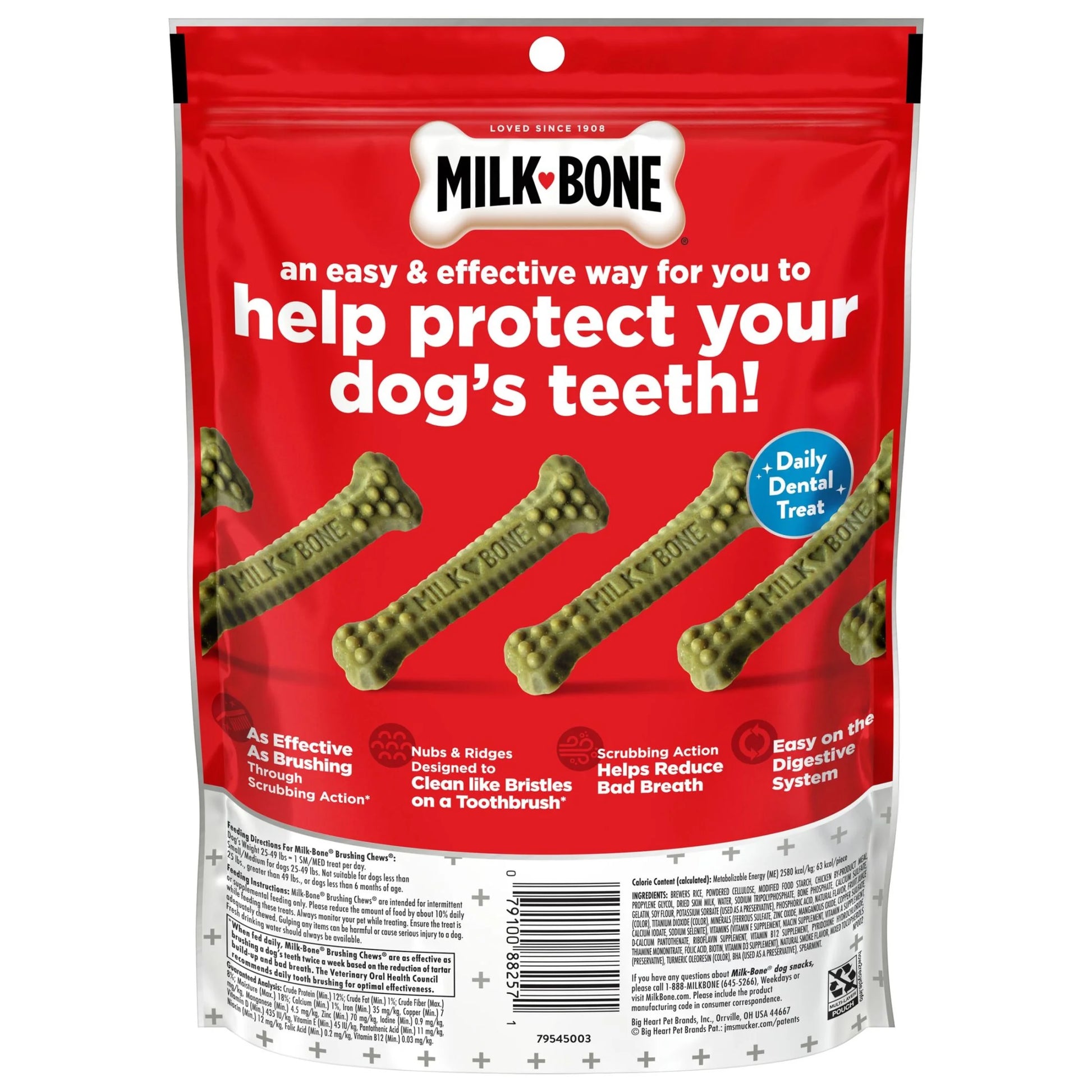 Milk Bone Brushing Chews Daily Dental Dog Treats, Fresh Breath, Small/Medium, 7.1 Oz Bag, 9 Bones per Bag